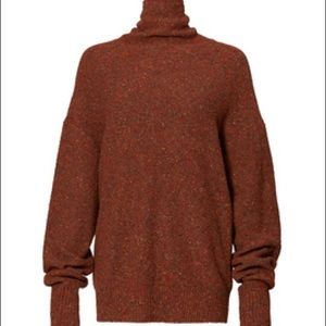 tibi brown tweed oversized turtleneck sweater